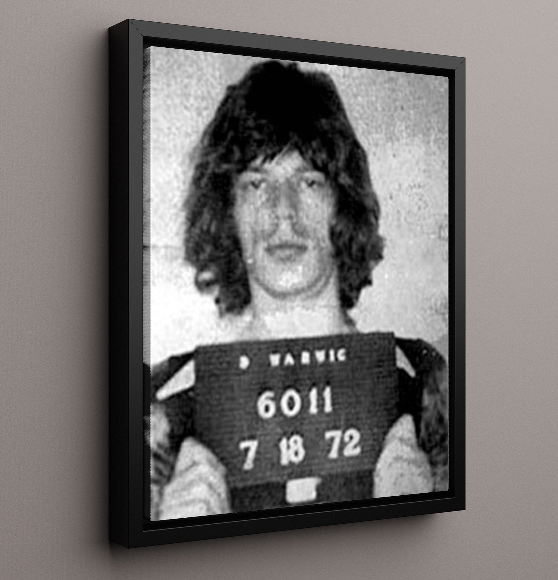 Mick Jagger Sussex Police Redlands Arrest 1967 Mug Shot Print 16x20 Framed Canvas mug shot wall art print
