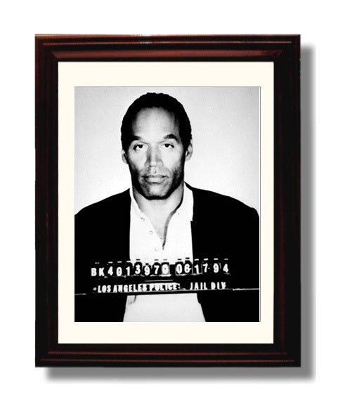 O J Simpson Los Angeles Police Department 1994 Mug Shot Print 8x10 Beveled Frame mug shot wall art print