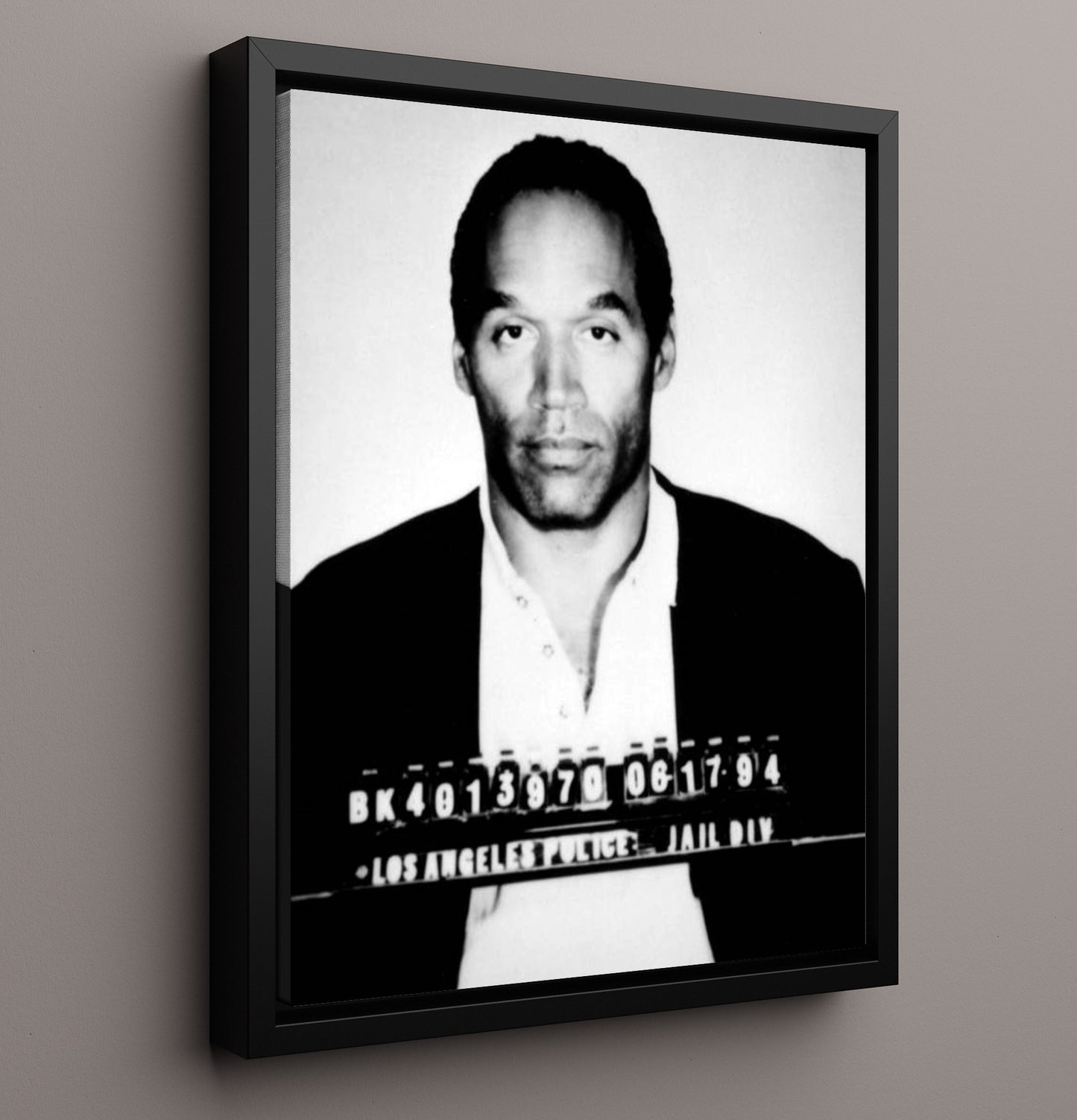 O. J. Simpson - Los Angeles Police Department 1994 mug shot wall art 16x20 Framed Canvas