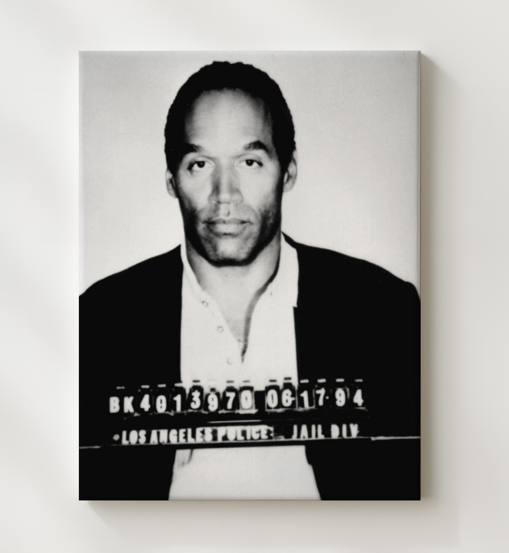 O J Simpson Los Angeles Police Department 1994 Mug Shot Print 20x24 Canvas mug shot wall art print