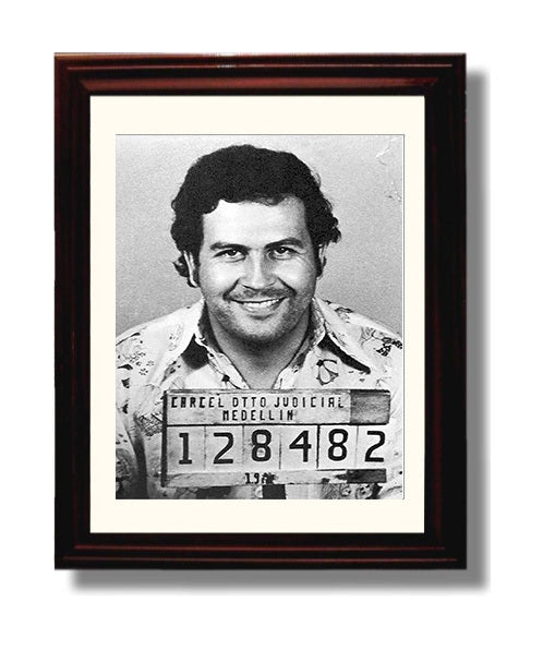 Pablo Escobar Medellin Judicial Police 1977 Mug Shot Print 8x10 Beveled Frame mug shot wall art print