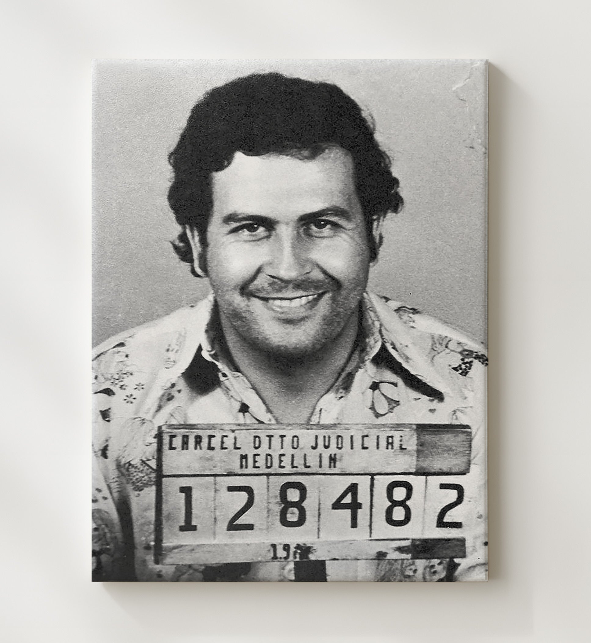 Pablo Escobar Medellin Judicial Police 1977 Mug Shot Print 20x24 Canvas mug shot wall art print