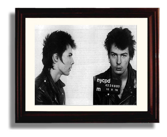 Sid Vicious New York Police Department 1978 Landscape.jpg Mug Shot Print 8x10 Beveled Frame mug shot wall art print