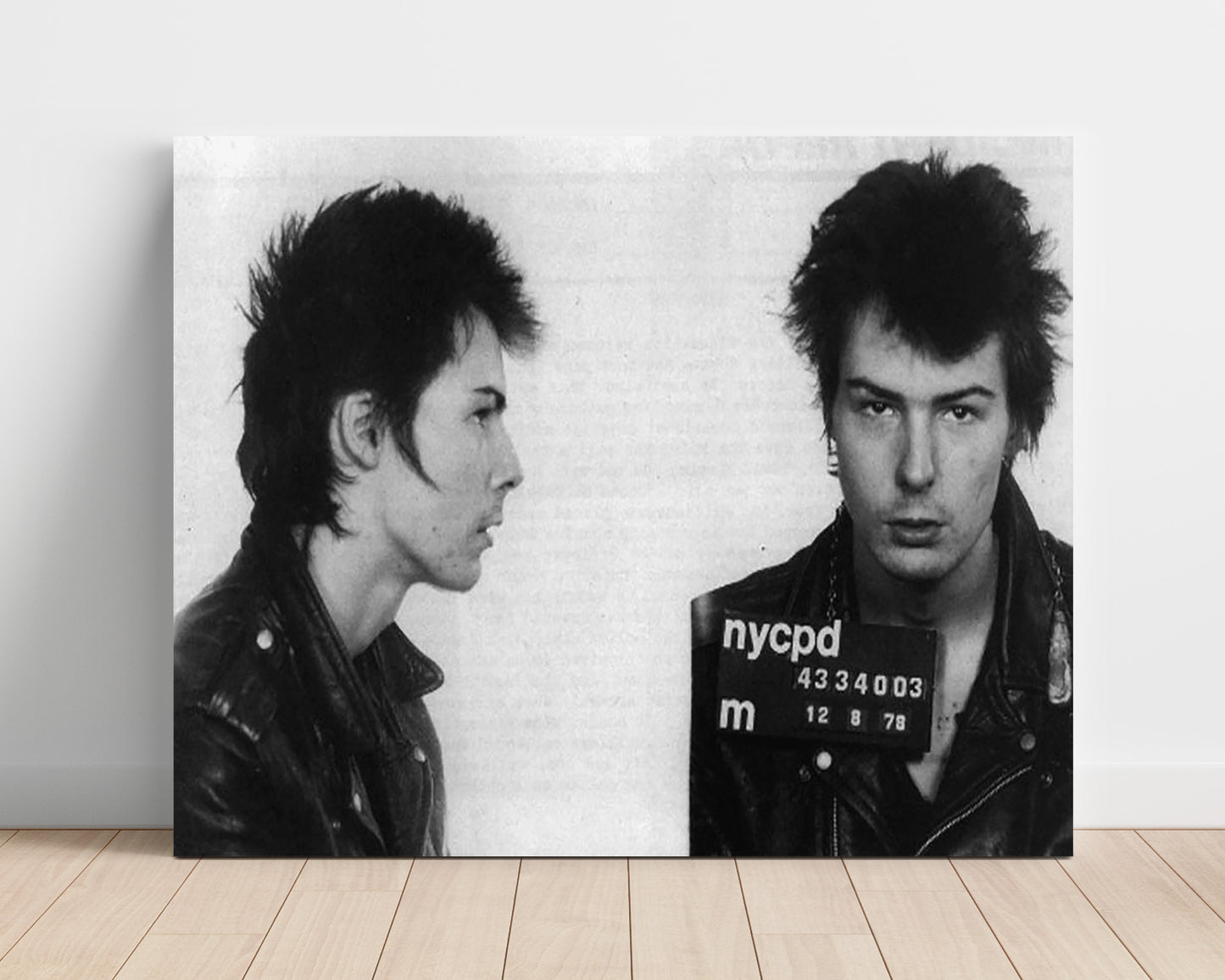 Sid Vicious New York Police Department 1978 Landscape.jpg Mug Shot Print 16x20 Unframed Print mug shot wall art print