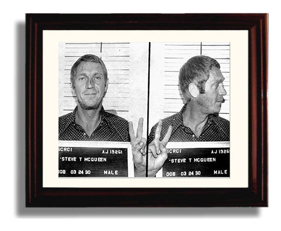 Steve McQueen Santa Clara County Sheriff 1972 Landscape.jpg Mug Shot Print 8x10 Beveled Frame mug shot wall art print