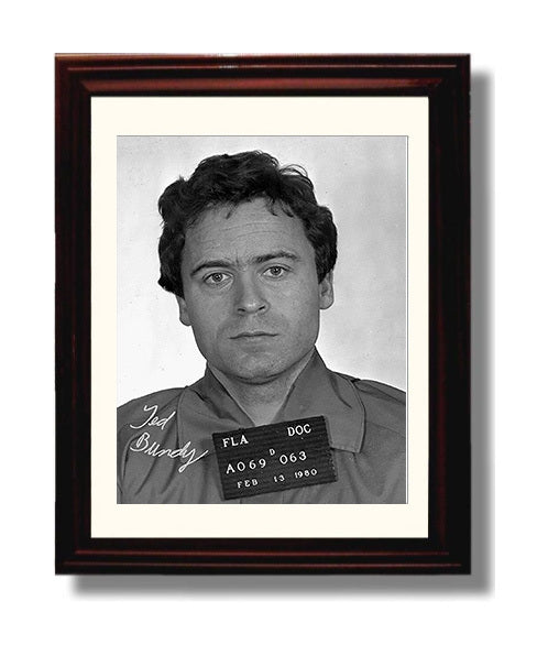 Ted Bundy Florida Department of Corrections 1980 Mug Shot Print 8x10 Beveled Frame mug shot wall art print