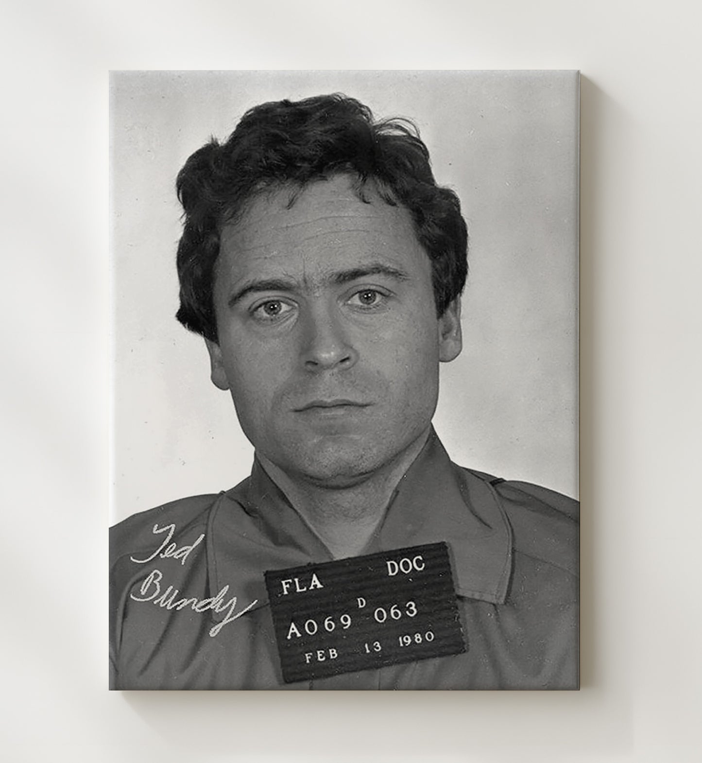Ted Bundy Florida Department of Corrections 1980 Mug Shot Print 20x24 Canvas mug shot wall art print