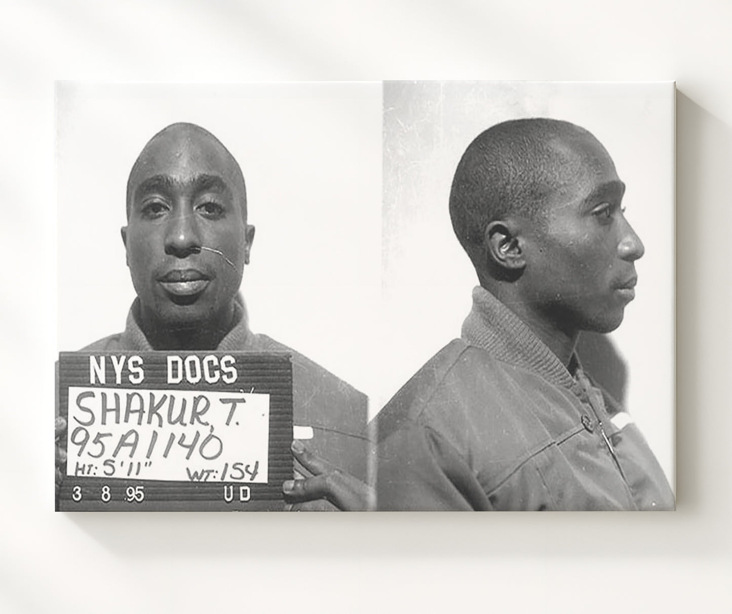 Tupac Shakur New York State Department of Correctional Services 1995 Landscape.jpg Mug Shot Print 20x24 Canvas mug shot wall art print