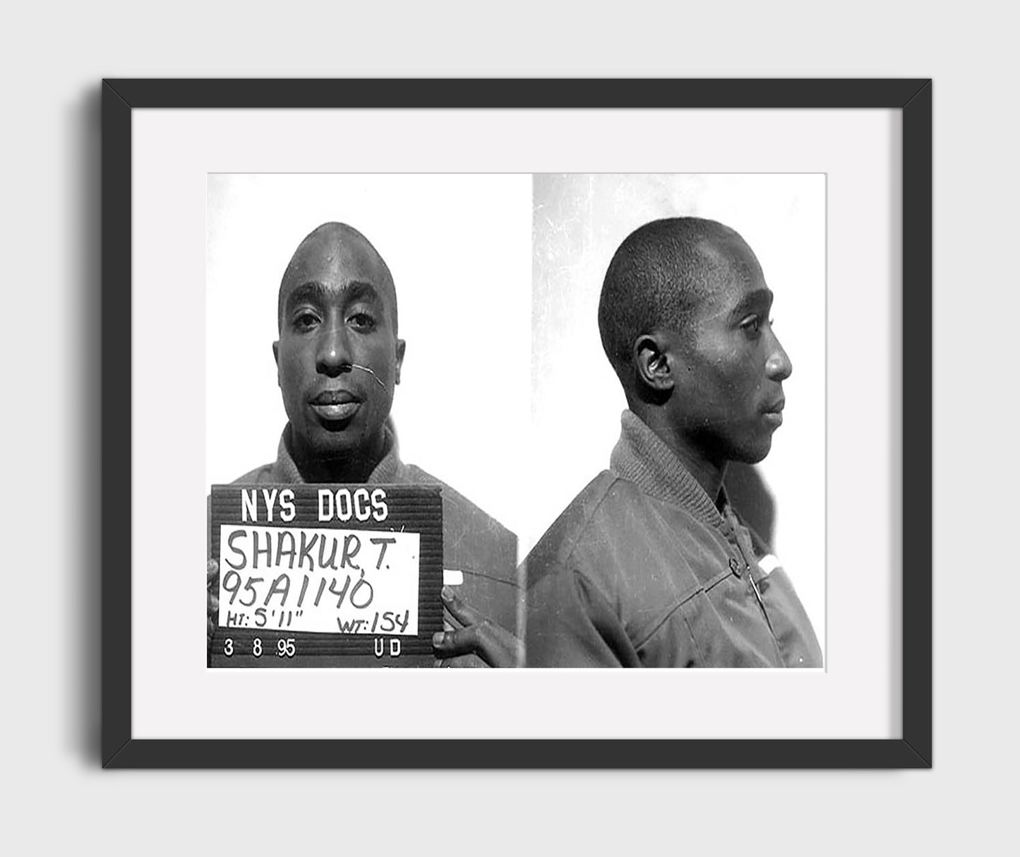 Tupac Shakur New York State Department of Correctional Services 1995 Landscape.jpg Mug Shot Print 16x20 Gallery Frame mug shot wall art print