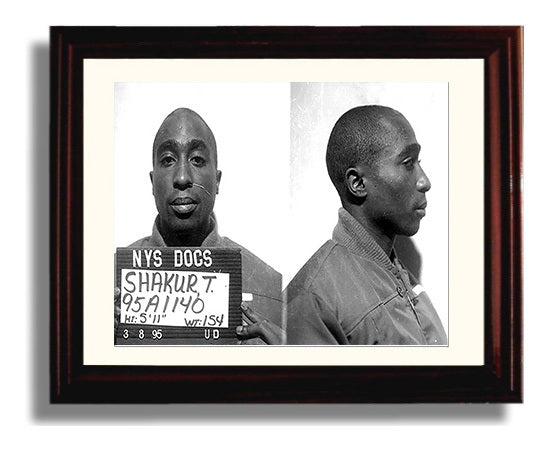 Tupac Shakur New York State Department of Correctional Services 1995 Landscape.jpg Mug Shot Print 8x10 Beveled Frame mug shot wall art print