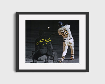 Christian Yelich Autograph Print - Spotlight Swing - Brew Crew Star