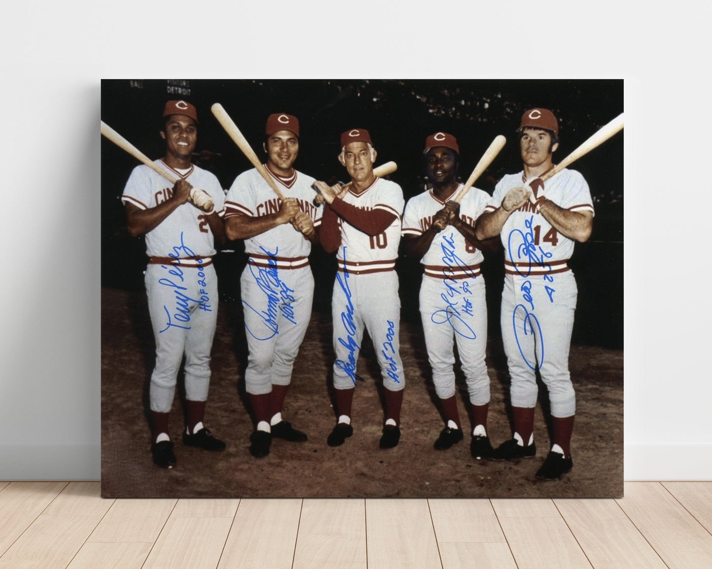 Cincinnati Reds Autograph Poster - Hall Of Famers With Rose - Big Red Legacy