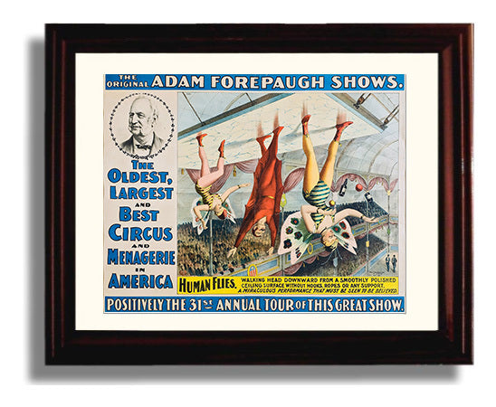 Adam Forepaugh The Human Flies Vintage Circus Print 8x10 Beveled Frame circus wall art print