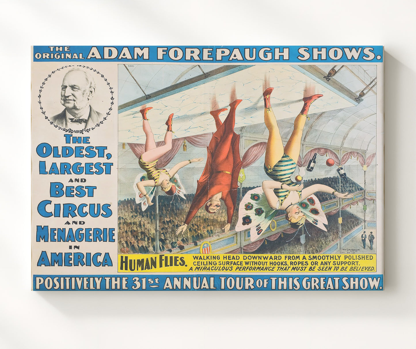 Adam Forepaugh The Human Flies Vintage Circus Print 20x24 Canvas circus wall art print