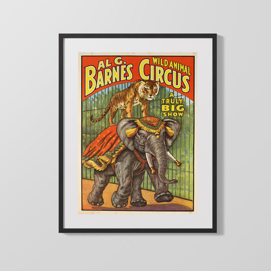 Circus Poster - Al G. Barnes Wild Animal - Elephant and Tiger