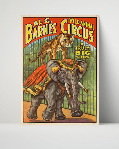Circus Poster Unframed - Al G. Barnes Wild Animal - Elephant and Tiger