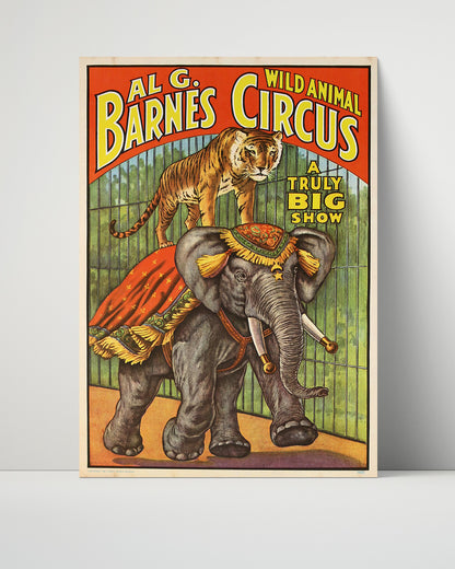 Circus Poster - Al G. Barnes Wild Animal - Elephant and Tiger