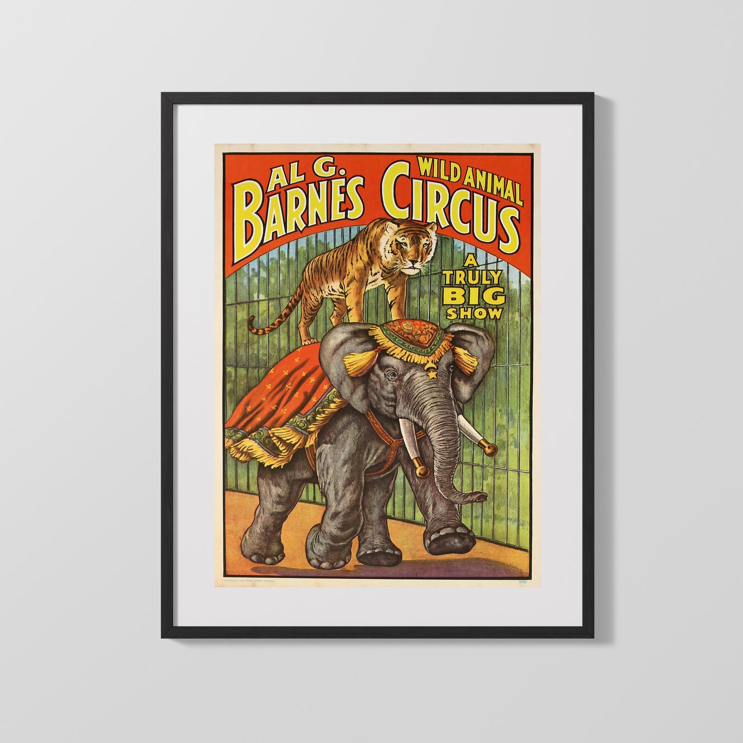 Circus Poster Unframed - Al G. Barnes Wild Animal - Elephant and Tiger