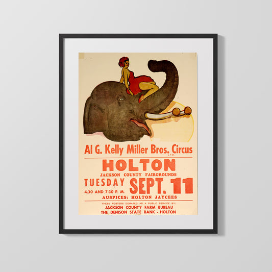 Circus Poster - Al G. Kelly Miller Bros - Elephant Act