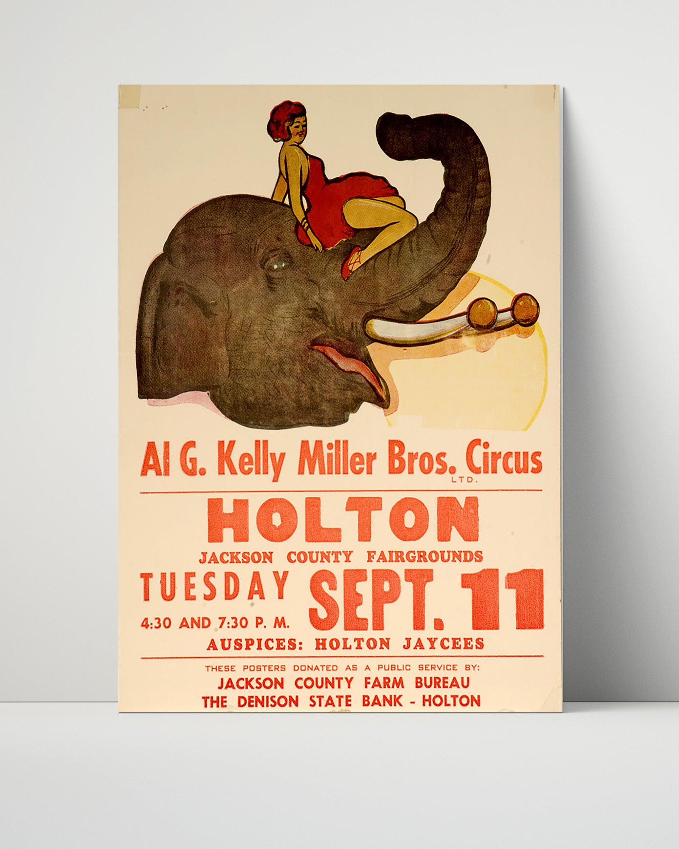 Circus Poster - Al G. Kelly Miller Bros - Elephant Act