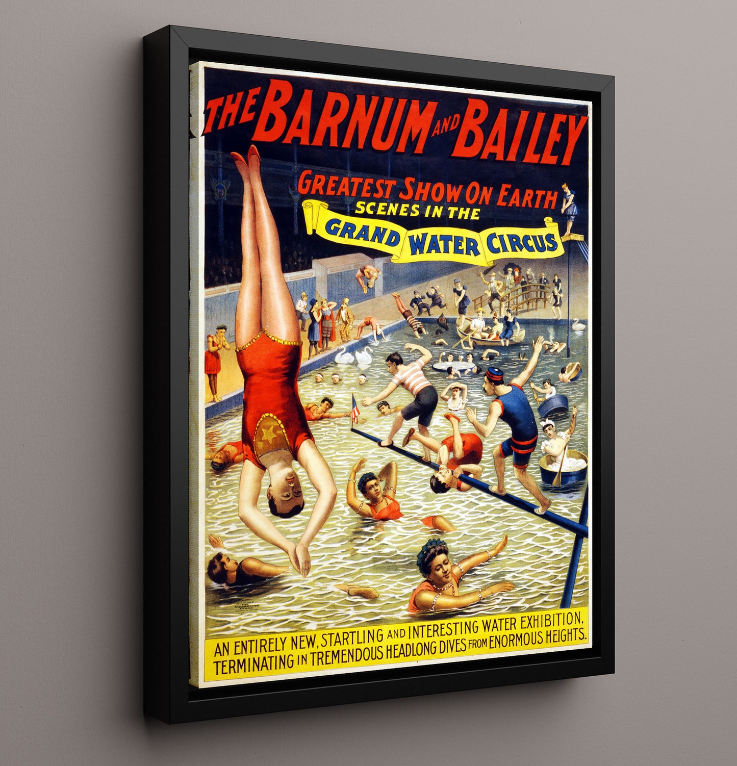 Barnum and Bailey Grand Water Circus Vintage Circus Print 16x20 Framed Canvas circus wall art print