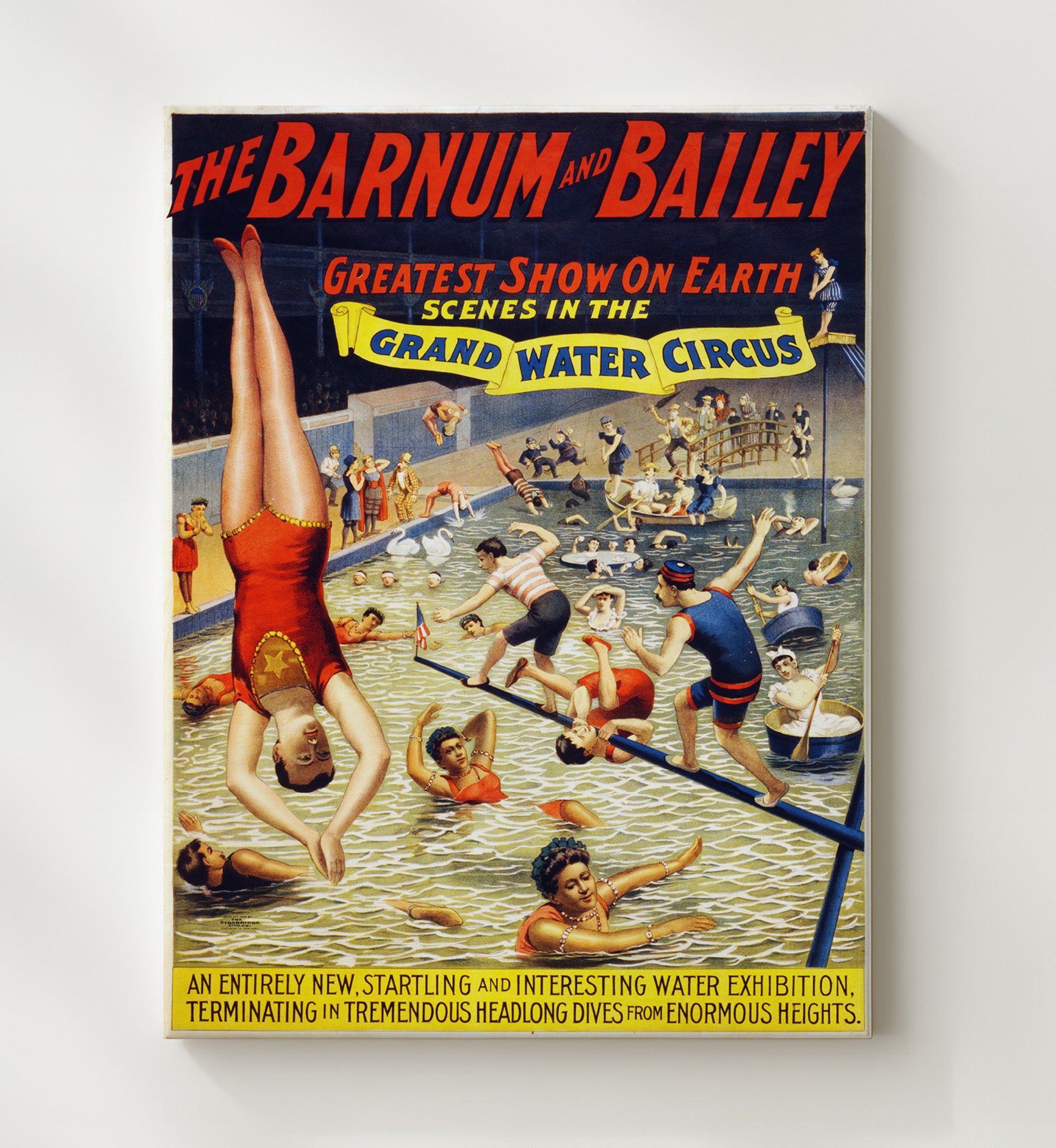 Barnum and Bailey Grand Water Circus Vintage Circus Print 20x24 Canvas circus wall art print