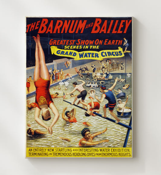 Barnum & Bailey Grand Water Circus - Canvas vintage circus poster wall art
