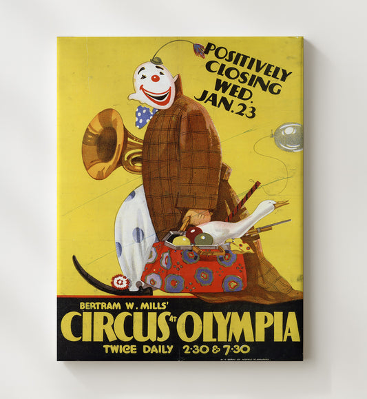 Bertram W. Mills - Olympia Closing Show - Canvas vintage circus poster wall art