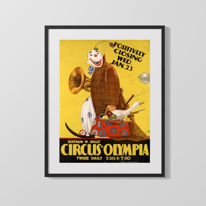 Circus Poster Unframed - Bertram W. Mills - Olympia Closing
