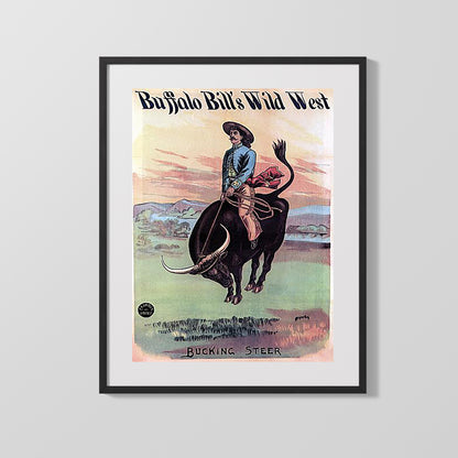 Circus Poster - Buffalo Bill - Bucking Steer