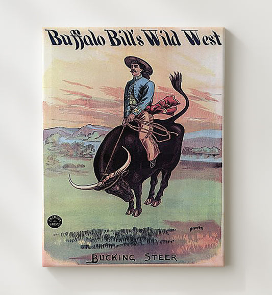 Buffalo Bill - Bucking Steer - Canvas vintage circus poster wall art