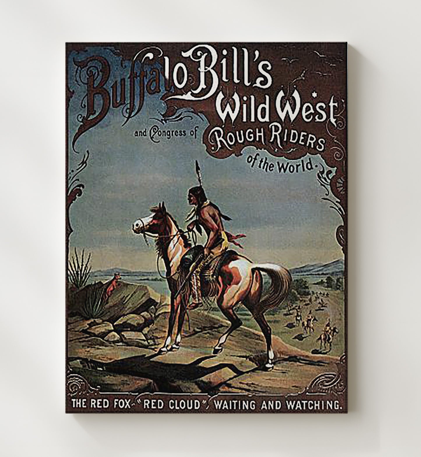 Buffalo Bill Red Cloud Indian Vintage Circus Print 20x24 Canvas circus wall art print