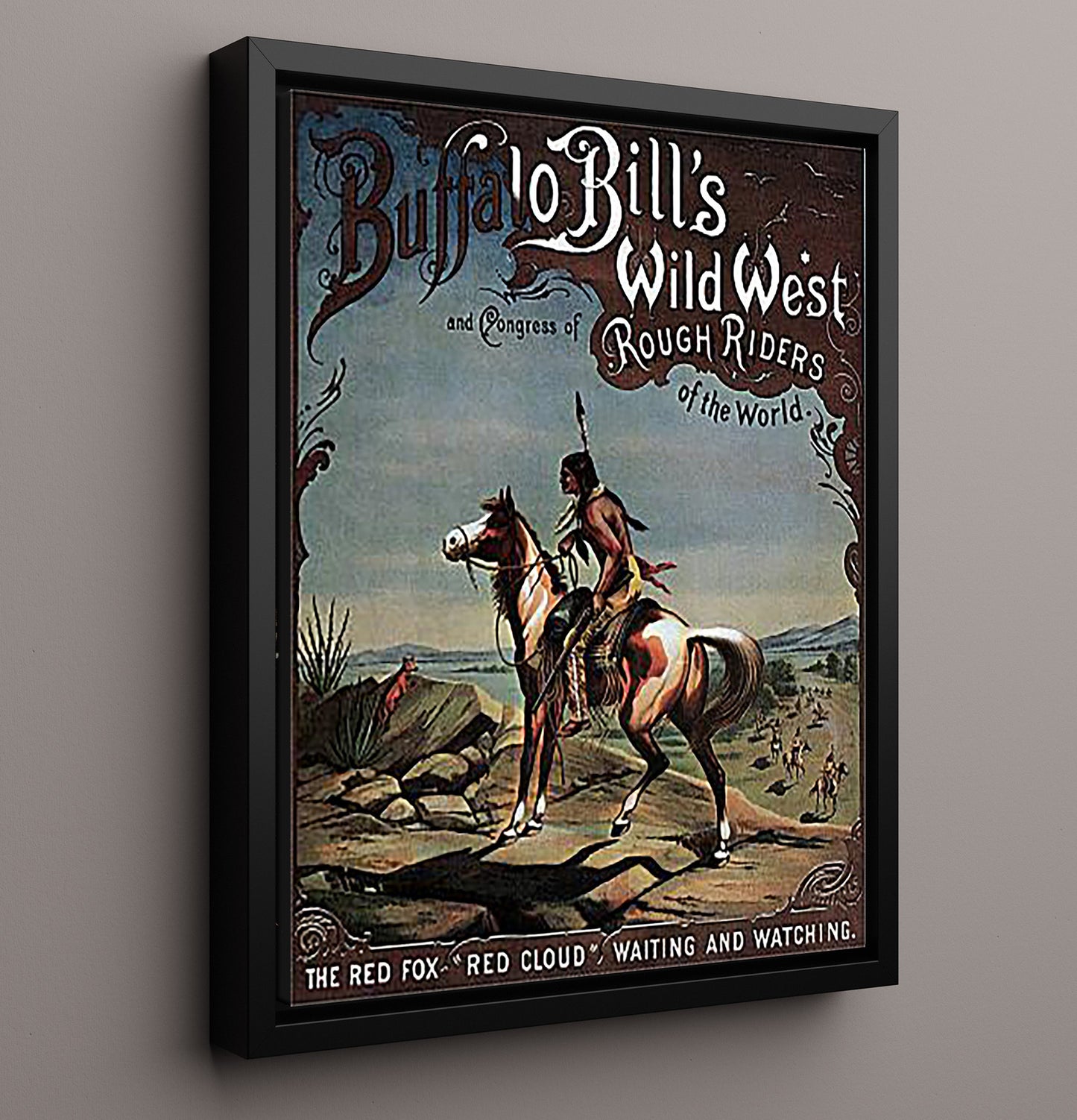 Buffalo Bill Red Cloud Indian Vintage Circus Print 16x20 Framed Canvas circus wall art print