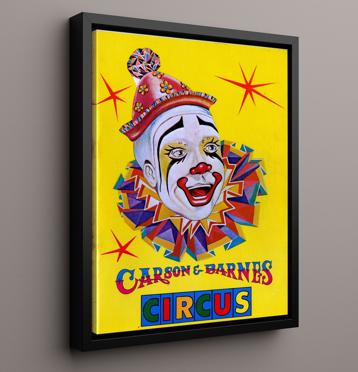 Carson and Barnes Clown Vintage Circus Print 16x20 Framed Canvas circus wall art print