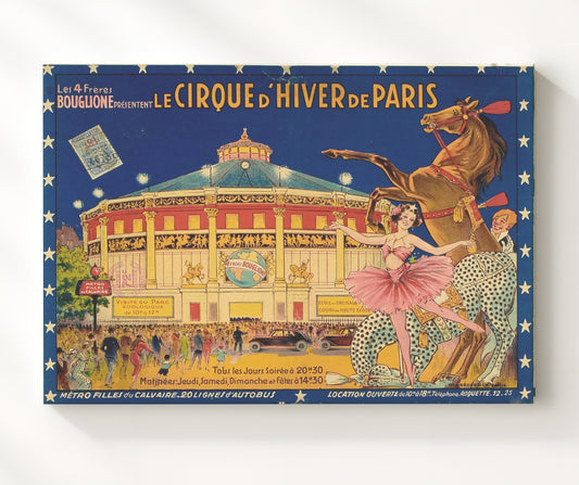 Cirque d'Hiver Paris - Canvas vintage circus poster wall art