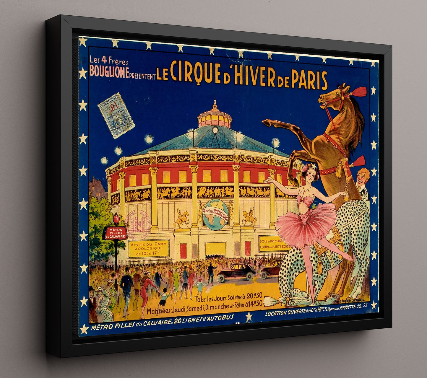 Cirque dHiver Paris Vintage Circus Print 16x20 Framed Canvas circus wall art print