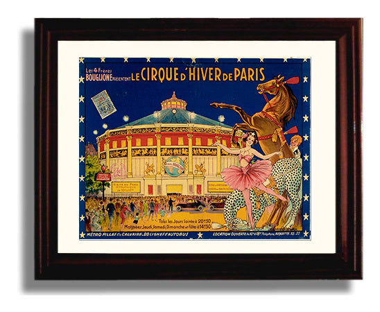 Cirque dHiver Paris Vintage Circus Print 8x10 Beveled Frame circus wall art print