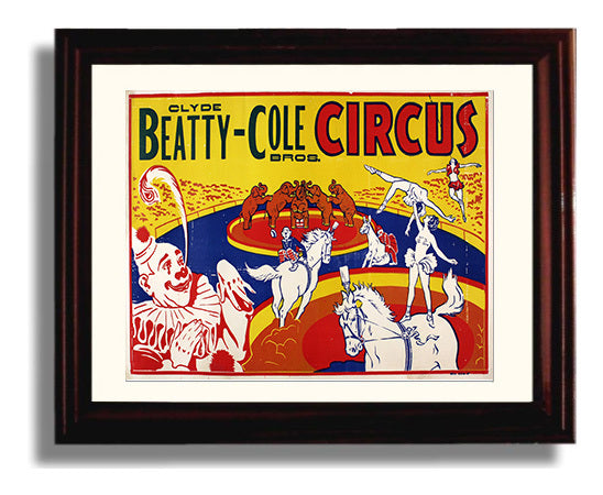 Clyde Beatty Cole Bros Circus Acts Vintage Circus Print 8x10 Beveled Frame circus wall art print