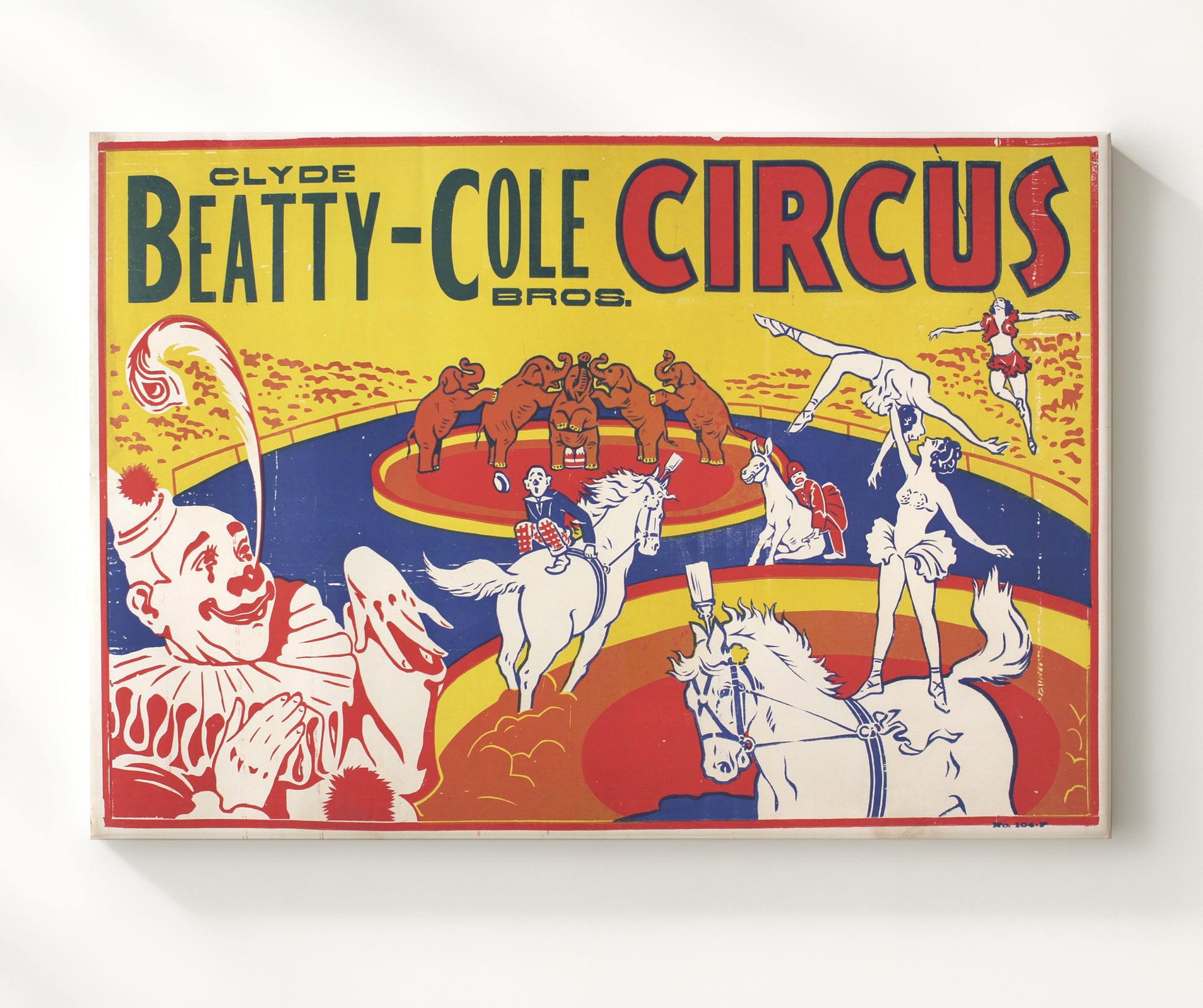 Clyde Beatty Cole Bros Circus Acts Vintage Circus Print 20x24 Canvas circus wall art print