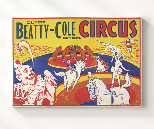 Clyde Beatty-Cole Bros. Circus Acts - Canvas vintage circus poster wall art