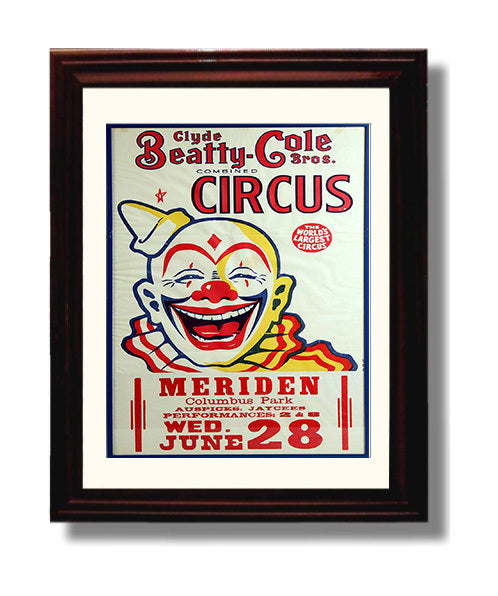 Clyde Beatty Cole Bros Meriden Vintage Circus Print 8x10 Beveled Frame circus wall art print
