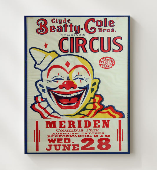 Clyde Beatty-Cole Bros. Circus - Meriden - Canvas vintage circus poster wall art