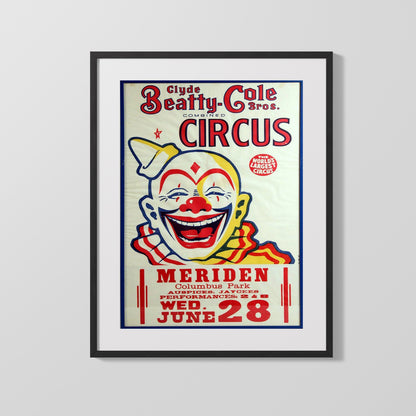 Circus Poster Unframed - Clyde Beatty-Cole Bros - Meriden