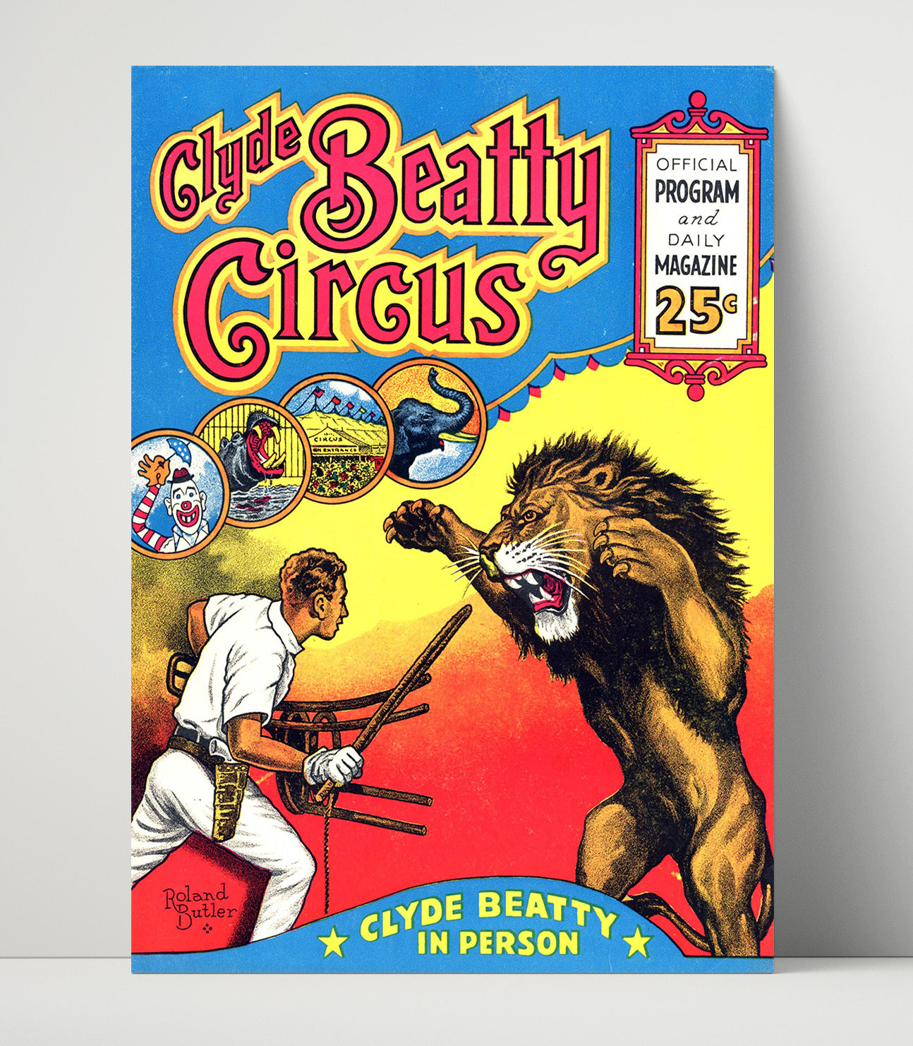 Clyde Beatty Lion Tamer Vintage Circus Print 16x20 Unframed Print circus wall art print