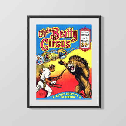 Circus Poster Unframed - Clyde Beatty - Lion Tamer
