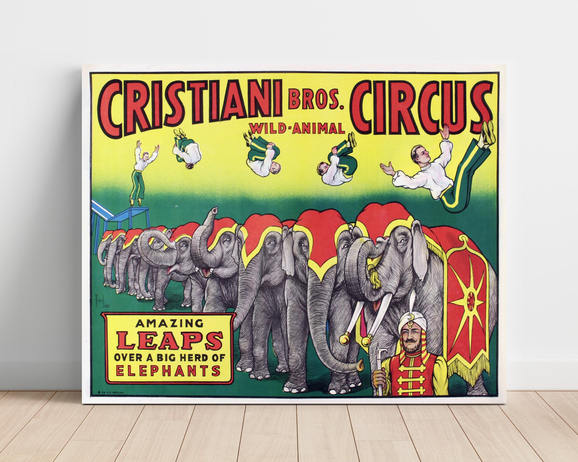 Cristiani Bros Amazing Leaps Vintage Circus Print 16x20 Unframed Print circus wall art print