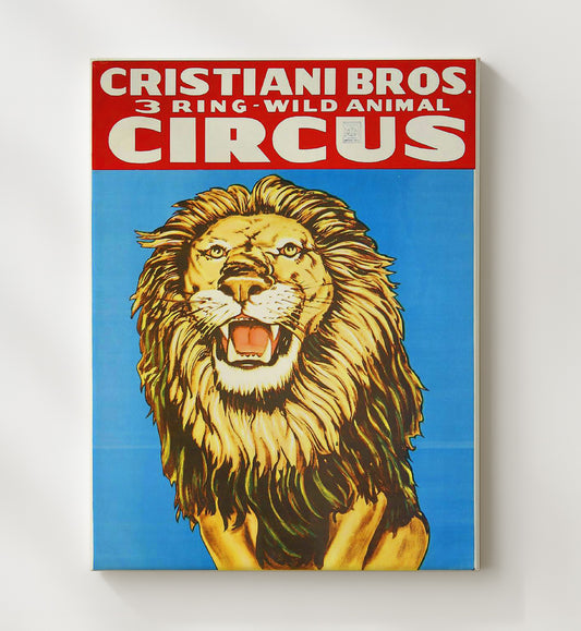Cristiani Bros. - Lion Act - Canvas vintage circus poster wall art