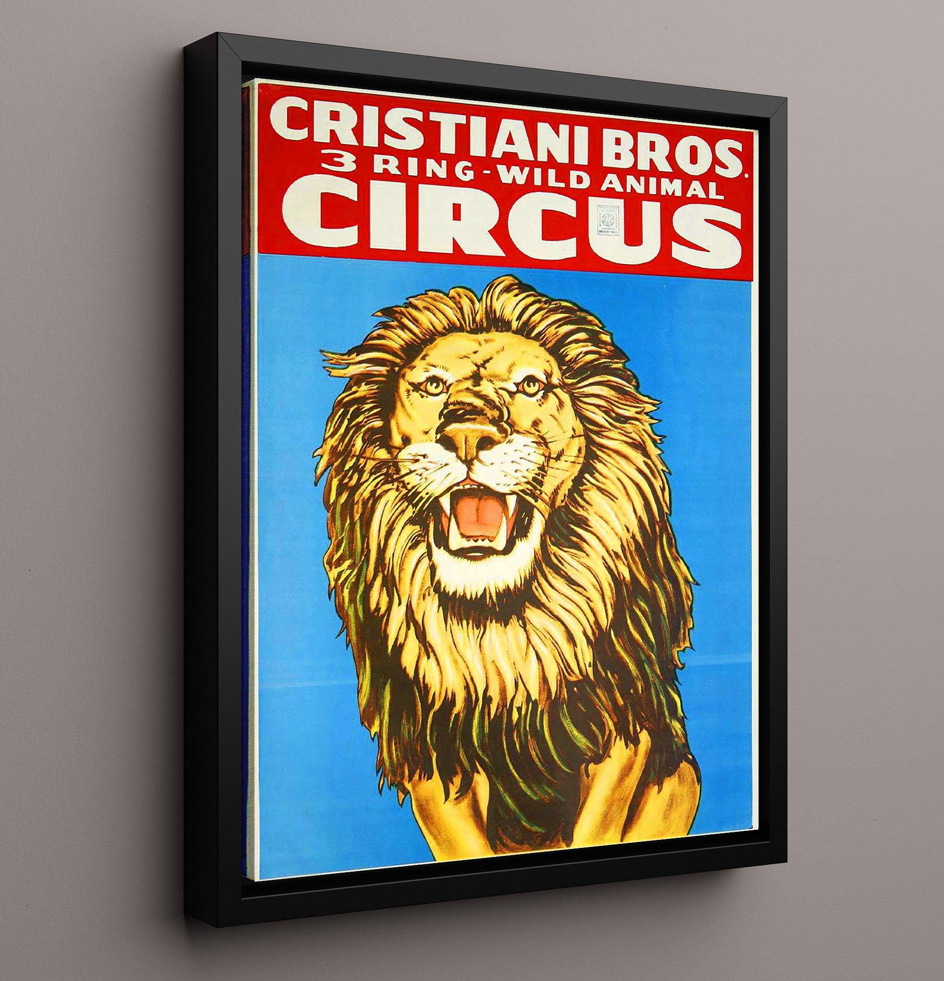Cristiani Bros Lion Vintage Circus Print 16x20 Framed Canvas circus wall art print