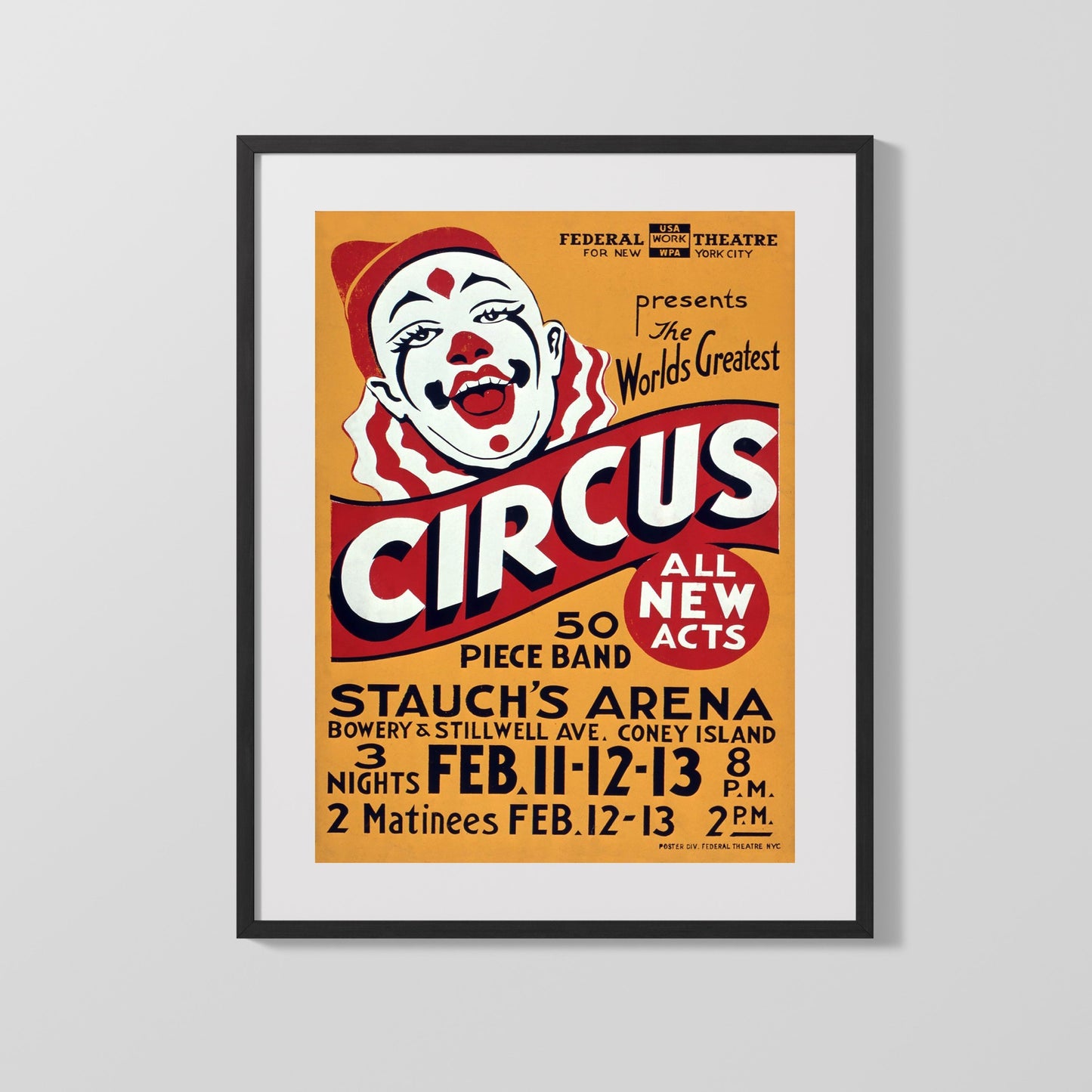 Circus Poster Unframed - Federal Theatre WPA - Coney Island