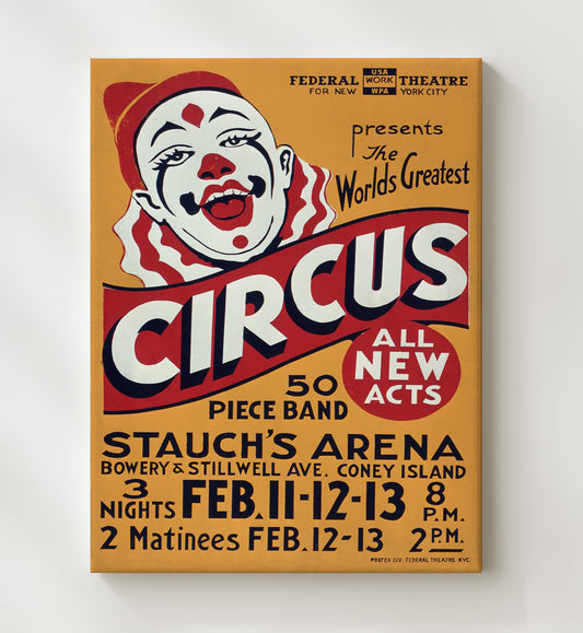Federal Theatre WPA - Coney Island - Canvas vintage circus poster wall art